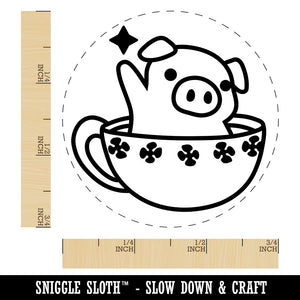 Teacup Pig Self-Inking Rubber Stamp for Stamping Crafting Planners