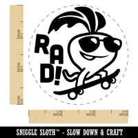 Totally Rad Radish on Skateboard Self-Inking Rubber Stamp for Stamping Crafting Planners