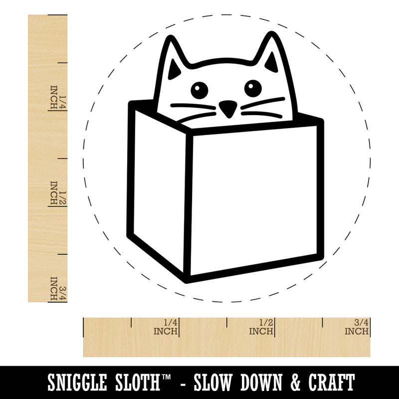 Cat in Box Self-Inking Rubber Stamp for Stamping Crafting Planners