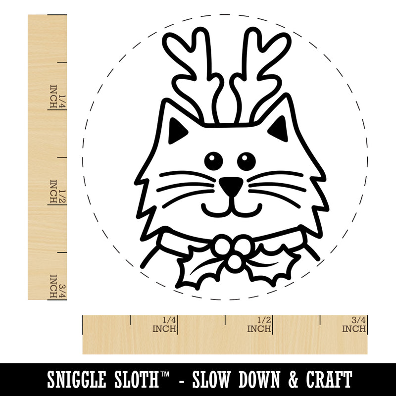 Cat Reindeer Christmas Self-Inking Rubber Stamp for Stamping Crafting Planners