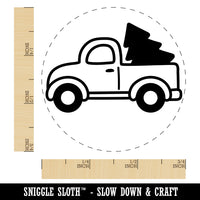 Cute Truck with Christmas Tree Self-Inking Rubber Stamp for Stamping Crafting Planners