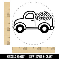 Cute Truck with Flowers Self-Inking Rubber Stamp for Stamping Crafting Planners