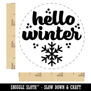 Hello Winter Self-Inking Rubber Stamp for Stamping Crafting Planners