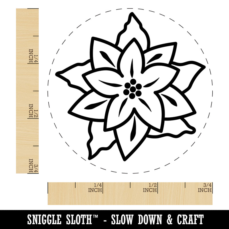 Pretty Poinsettia Christmas Self-Inking Rubber Stamp for Stamping Crafting Planners