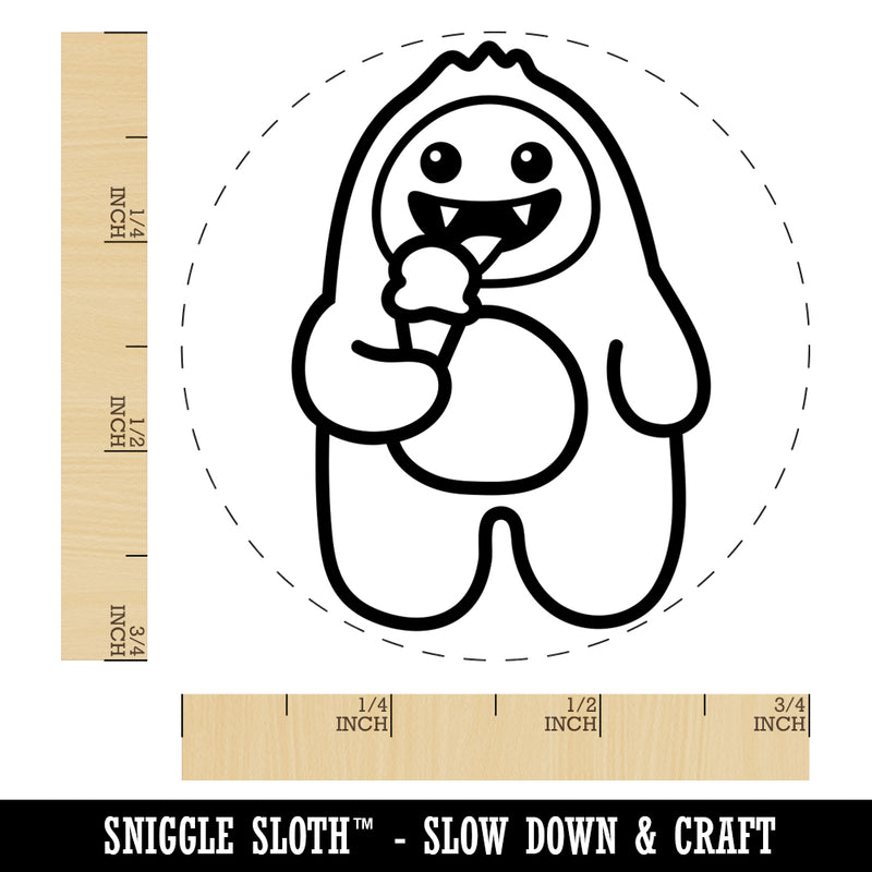 Yeti Abominable Snowman Eating Ice Cream Self-Inking Rubber Stamp for Stamping Crafting Planners