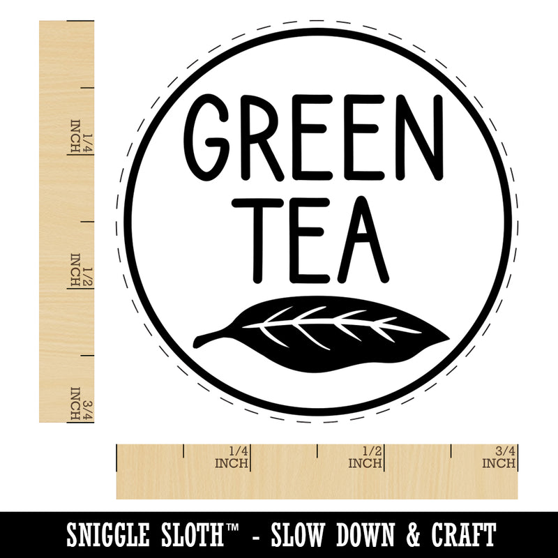Green Tea Text with Image Flavor Scent Self-Inking Rubber Stamp for Stamping Crafting Planners
