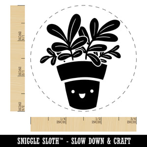 Happy Potted Plant Self-Inking Rubber Stamp for Stamping Crafting Planners