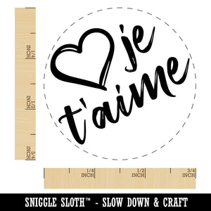 I Love You in French Je T'aime Heart Self-Inking Rubber Stamp for Stamping Crafting Planners