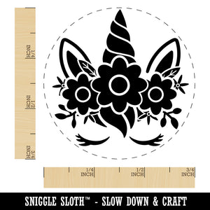 Pretty Sleepy Unicorn Face Self-Inking Rubber Stamp for Stamping Crafting Planners