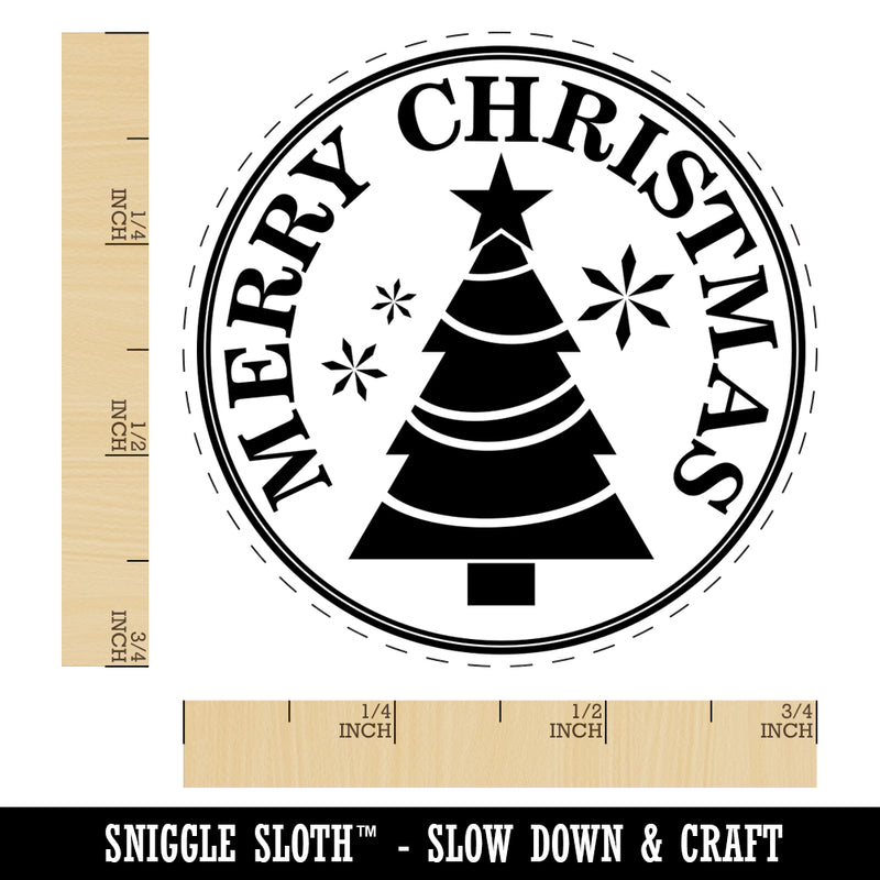 Merry Christmas Holiday Evergreen Tree Self-Inking Rubber Stamp for Stamping Crafting Planners