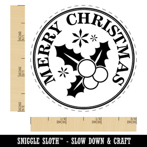 Merry Christmas Holiday Holly Berry Leaf Self-Inking Rubber Stamp for Stamping Crafting Planners