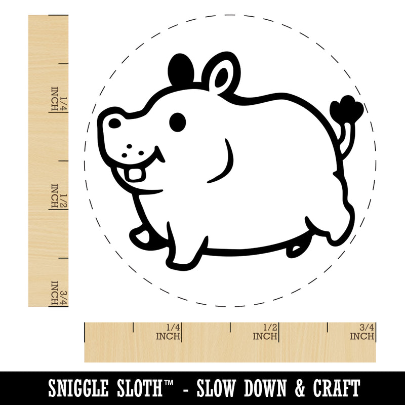 Chubby Round Hippo Hippopotamus Self-Inking Rubber Stamp for Stamping Crafting Planners