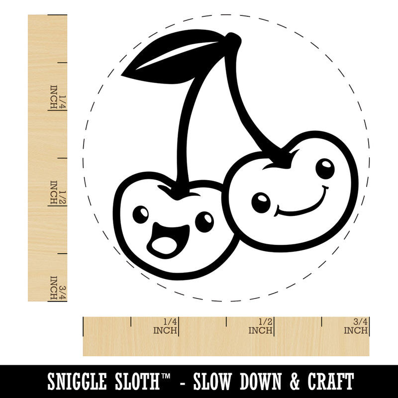 Couple of Cute and Kawaii Cherry Buddies Cherries Self-Inking Rubber Stamp for Stamping Crafting Planners