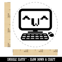 Cute Kawaii Computer Face Emoticon Self-Inking Rubber Stamp for Stamping Crafting Planners