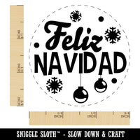 Feliz Navidad Spanish with Christmas Ornaments and Snowflakes Self-Inking Rubber Stamp for Stamping Crafting Planners