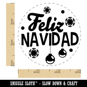 Feliz Navidad Spanish with Christmas Ornaments and Snowflakes Self-Inking Rubber Stamp for Stamping Crafting Planners