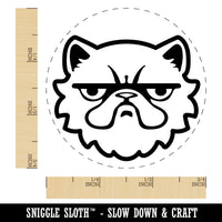 Grumpy Persian Cat Face Self-Inking Rubber Stamp for Stamping Crafting Planners