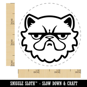 Grumpy Persian Cat Face Self-Inking Rubber Stamp for Stamping Crafting Planners