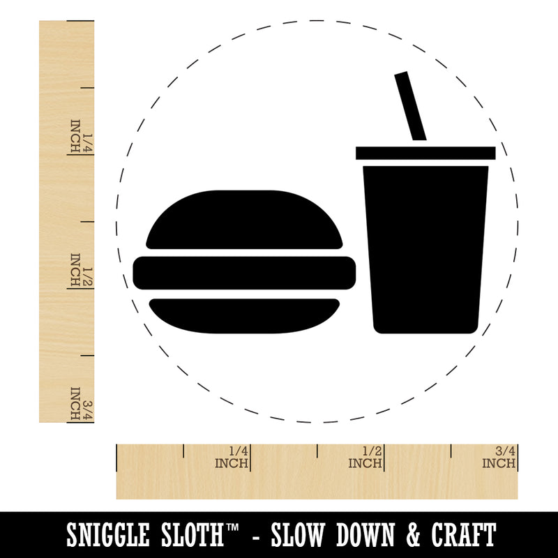 Hamburger and Soda Food Drink Icon Self-Inking Rubber Stamp for Stamping Crafting Planners