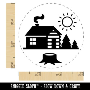 Log Cabin in the Woods Self-Inking Rubber Stamp for Stamping Crafting Planners