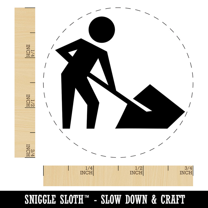 Man with Shovel Construction Zone Sign Self-Inking Rubber Stamp for Stamping Crafting Planners