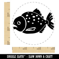 Toothy Piranha Fish Self-Inking Rubber Stamp for Stamping Crafting Planners