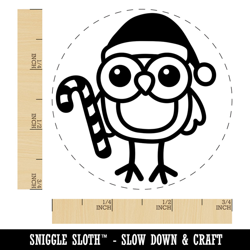 Christmas Owl with Candy Cane Self-Inking Rubber Stamp for Stamping Crafting Planners