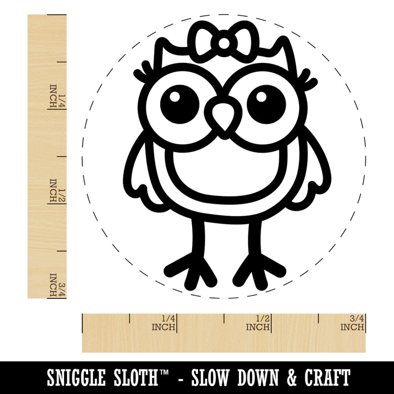 Cute Girl Owl with Bow Self-Inking Rubber Stamp for Stamping Crafting Planners