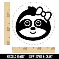 Cute Girl Sloth with Bow Self-Inking Rubber Stamp for Stamping Crafting Planners