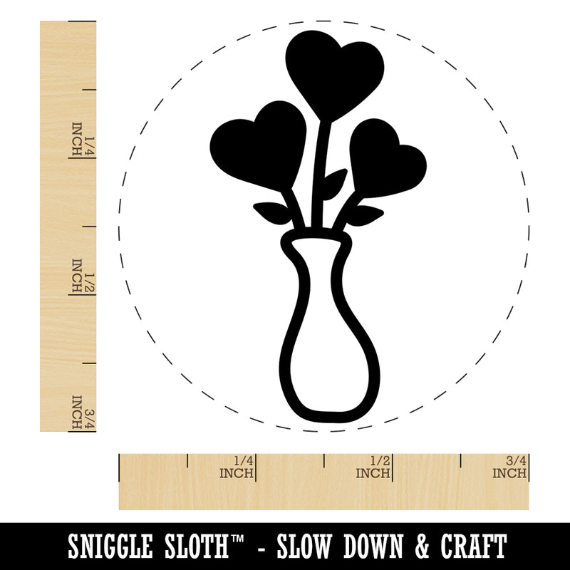 Vase of Heart Flowers Valentine's Day Self-Inking Rubber Stamp for Stamping Crafting Planners
