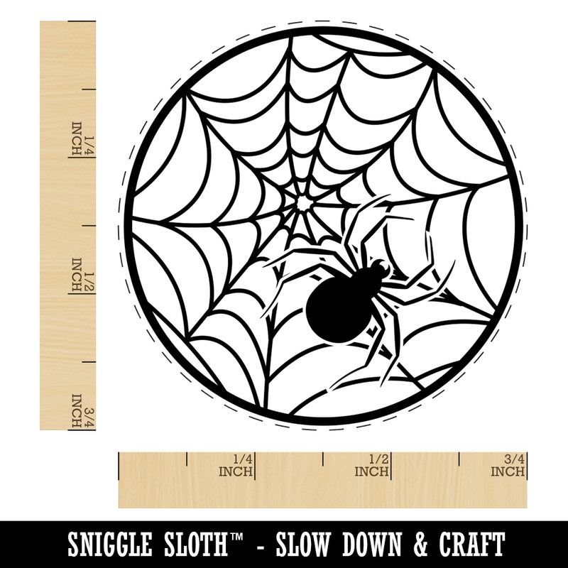 Creepy Spider in Spiderweb Self-Inking Rubber Stamp for Stamping Crafting Planners