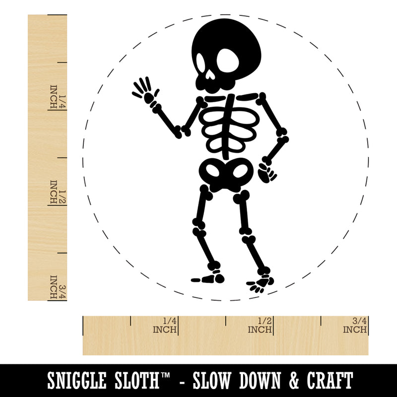 Cute Skeleton Waving Self-Inking Rubber Stamp for Stamping Crafting Planners