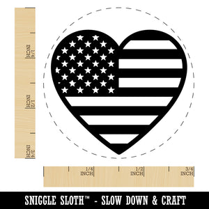 Heart Shaped American Flag United States of America USA Self-Inking Rubber Stamp for Stamping Crafting Planners