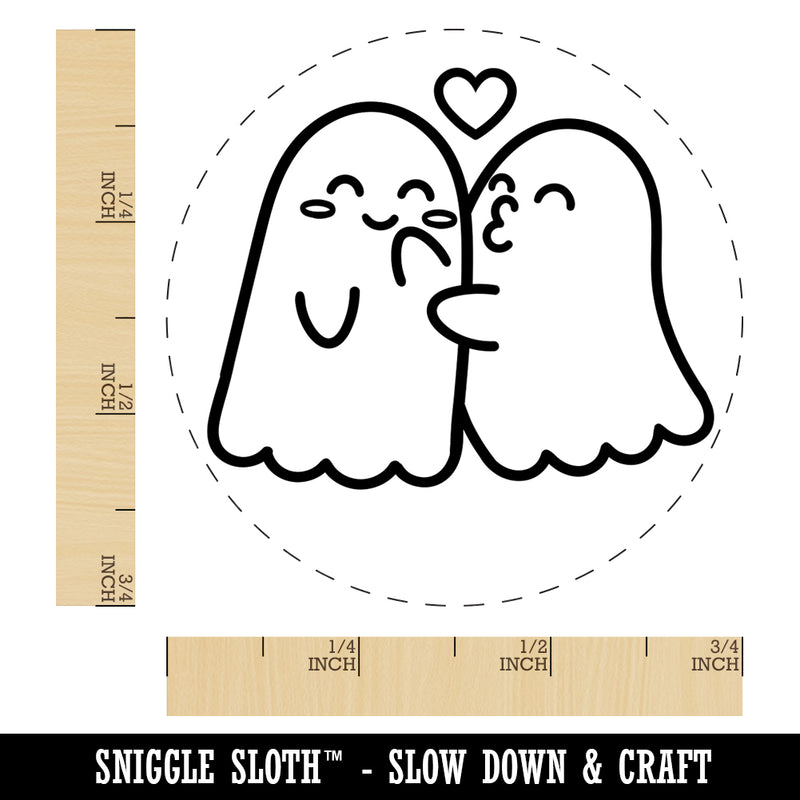 Two Ghosts in Love Kissy Face Halloween Self-Inking Rubber Stamp for Stamping Crafting Planners