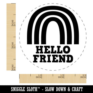 Hello Friend Fun Rainbow Self-Inking Rubber Stamp for Stamping Crafting Planners