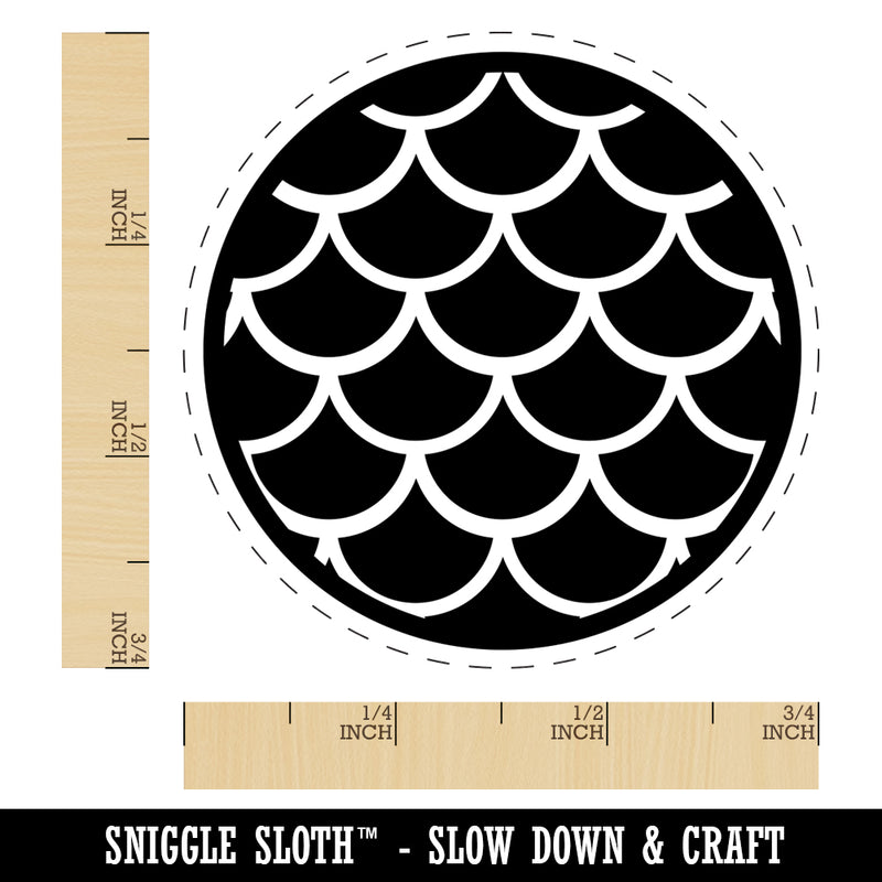 Mermaid Dragon Fish Scales Circle Self-Inking Rubber Stamp for Stamping Crafting Planners