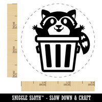 Lively Raccoon in Trash Can Self-Inking Rubber Stamp for Stamping Crafting Planners