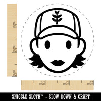 Occupation Farmer Cap Woman Icon Self-Inking Rubber Stamp for Stamping Crafting Planners