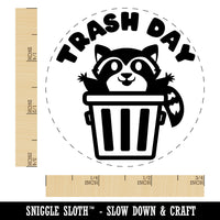 Trash Day Raccoon in Can Self-Inking Rubber Stamp for Stamping Crafting Planners