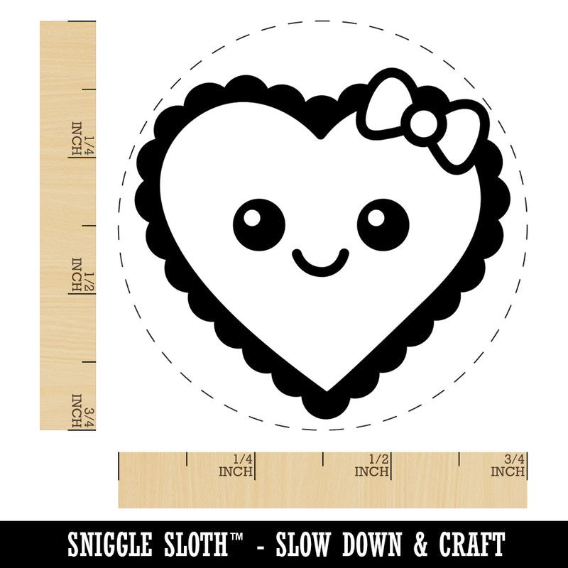 Cute Kawaii Heart with Bow Self-Inking Rubber Stamp for Stamping Crafting Planners