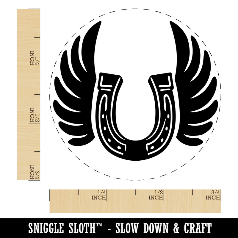 Angel Wings on Horseshoe Loss of Pet Horse Self-Inking Rubber Stamp for Stamping Crafting Planners