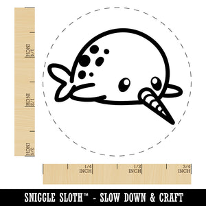 Chibi Narwhal Plopped on Belly Self-Inking Rubber Stamp for Stamping Crafting Planners