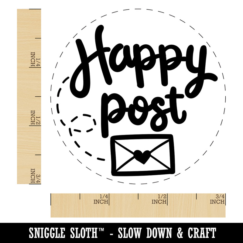 Happy Post Mail Envelope with Heart Self-Inking Rubber Stamp for Stamping Crafting Planners