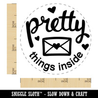 Pretty Things Inside Mail Envelope with Heart Self-Inking Rubber Stamp for Stamping Crafting Planners