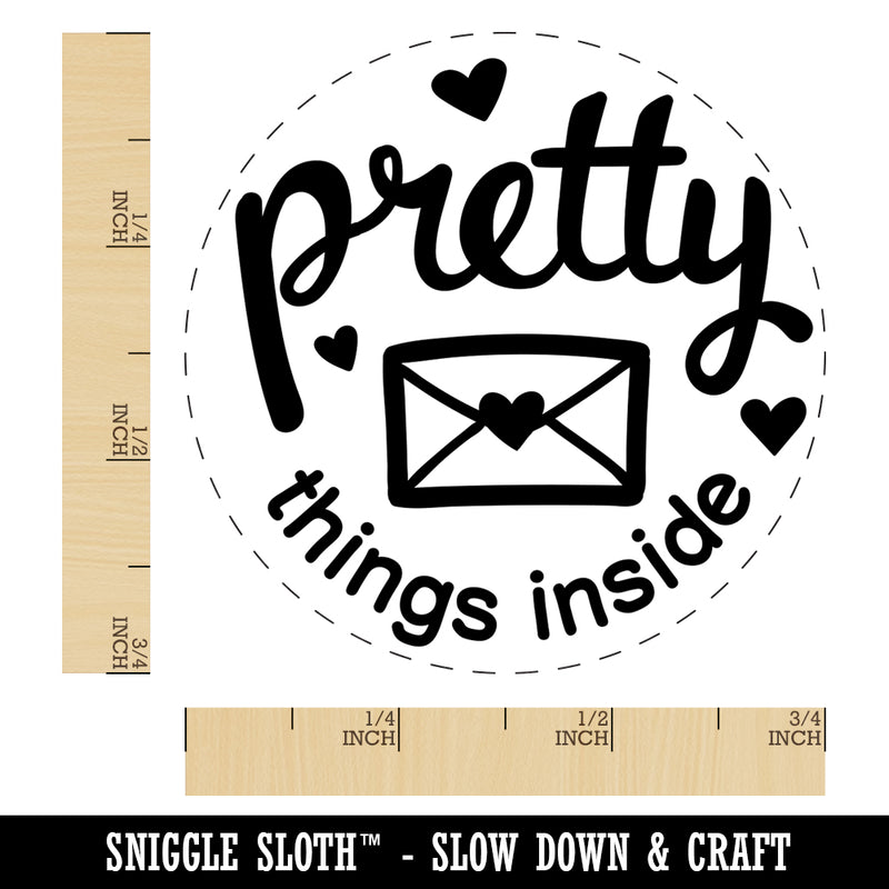 Pretty Things Inside Mail Envelope with Heart Self-Inking Rubber Stamp for Stamping Crafting Planners