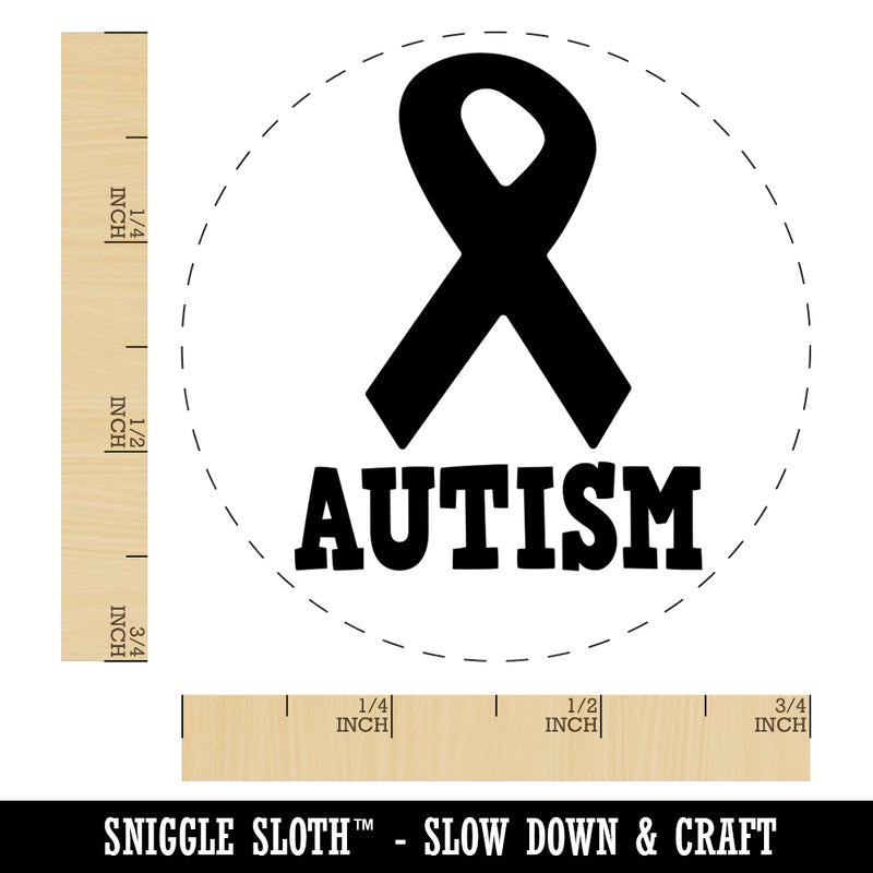 Autism with Awareness Ribbon Self-Inking Rubber Stamp for Stamping Crafting Planners