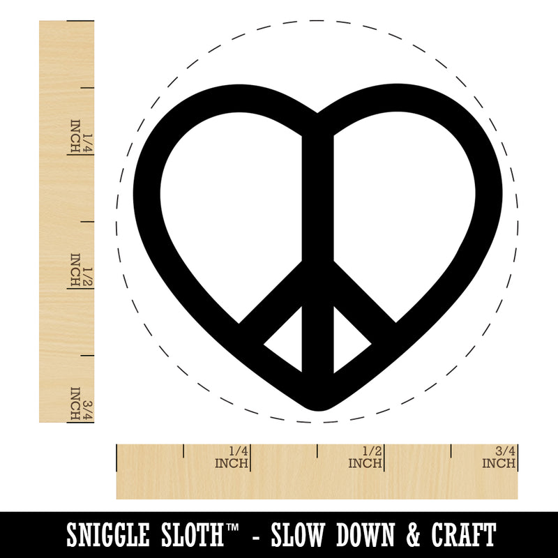 Peace Symbol in Heart Self-Inking Rubber Stamp for Stamping Crafting Planners