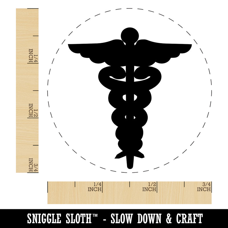 Staff of Hermes Silhouette Caduceus Medical Symbol Self-Inking Rubber Stamp for Stamping Crafting Planners