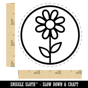 Daisy Flower in Circle Self-Inking Rubber Stamp for Stamping Crafting Planners