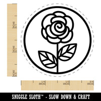 Rose Flower in Circle Self-Inking Rubber Stamp for Stamping Crafting Planners